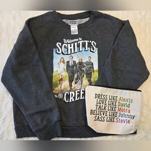 Schitt’s Creek Sweatshirt Bundle – Size Large + Bonus Cosmetic Bag | Moira David